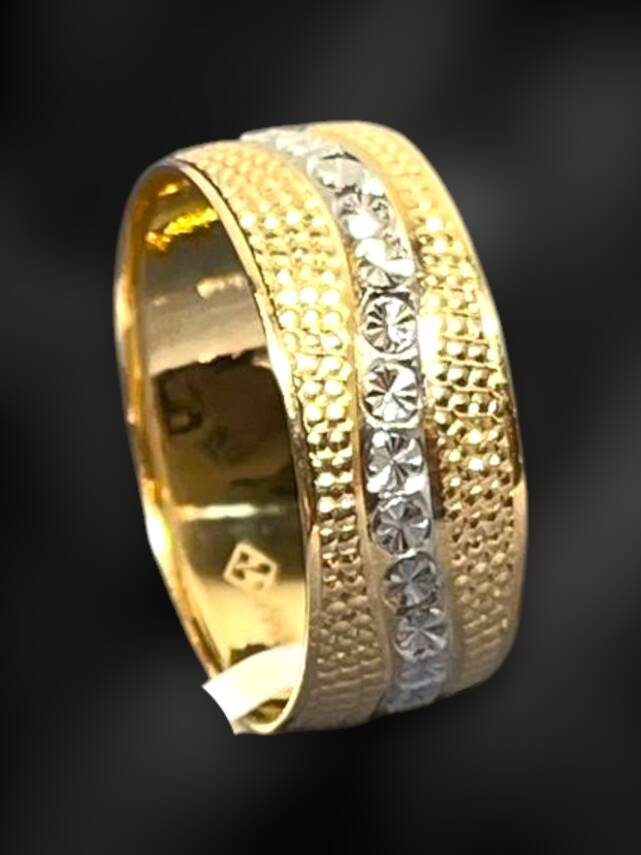 14 Ayar Altın Desenli Lazer Kesim Alyans - 3