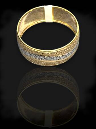 14 Ayar Altın Desenli Lazer Kesim Alyans - 4