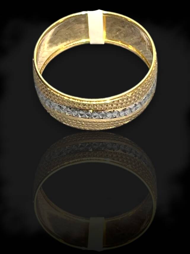 14 Ayar Altın Desenli Lazer Kesim Alyans - 4