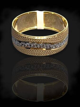 14 Ayar Altın Desenli Lazer Kesim Alyans - 5