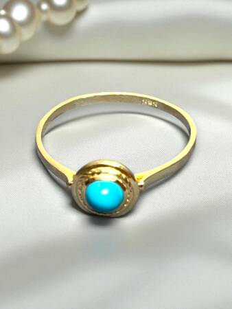 14 Ayar Altın Firuze Model Yüzük - 