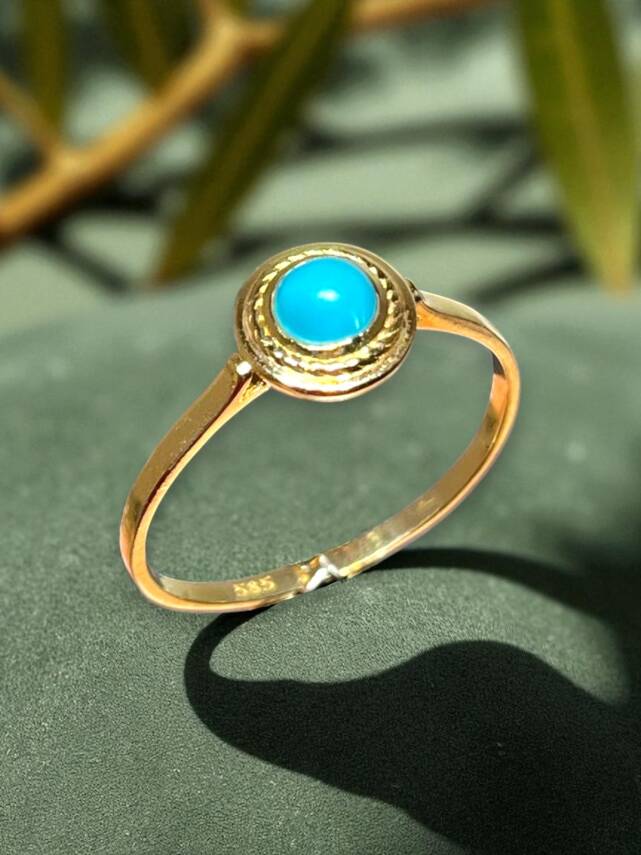 14 Ayar Altın Firuze Model Yüzük - 2