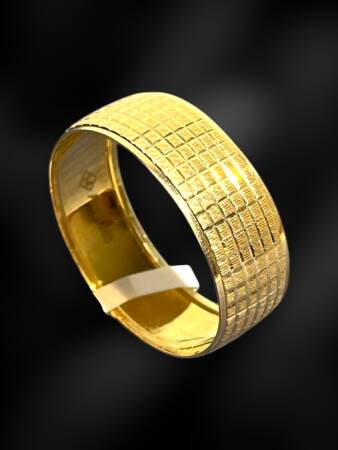 14 Ayar Altın Kare Çizgili Alyans - 5