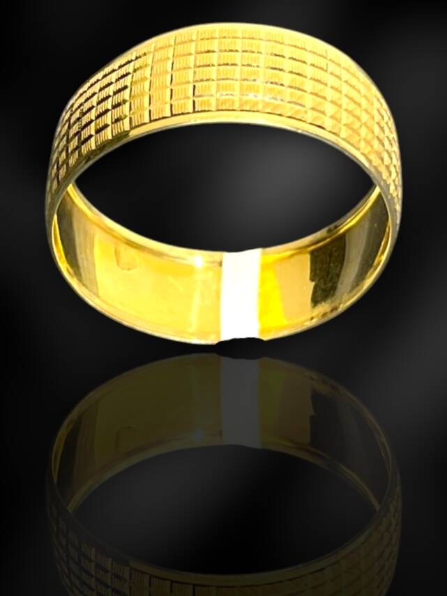 14 Ayar Altın Kare Çizgili Alyans - 3