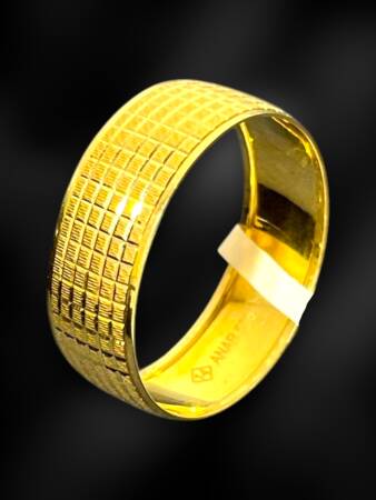 14 Ayar Altın Kare Çizgili Alyans - 