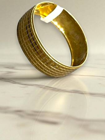 14 Ayar Altın Kare Çizgili Alyans - 6