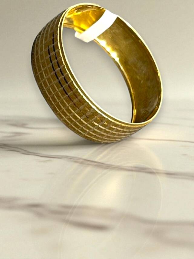 14 Ayar Altın Kare Çizgili Alyans - 6