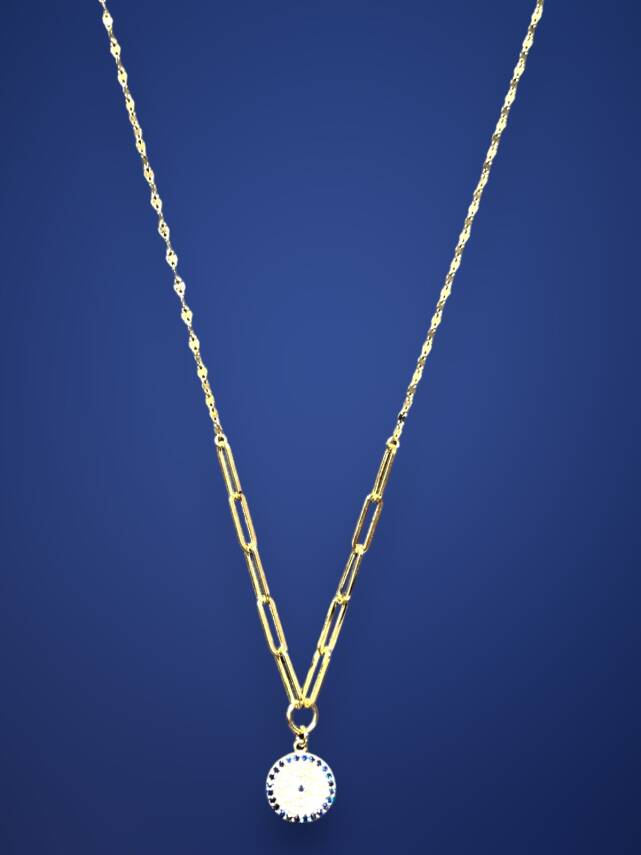 14 Ayar Altın Nazar Boncuğu Kolye - 1