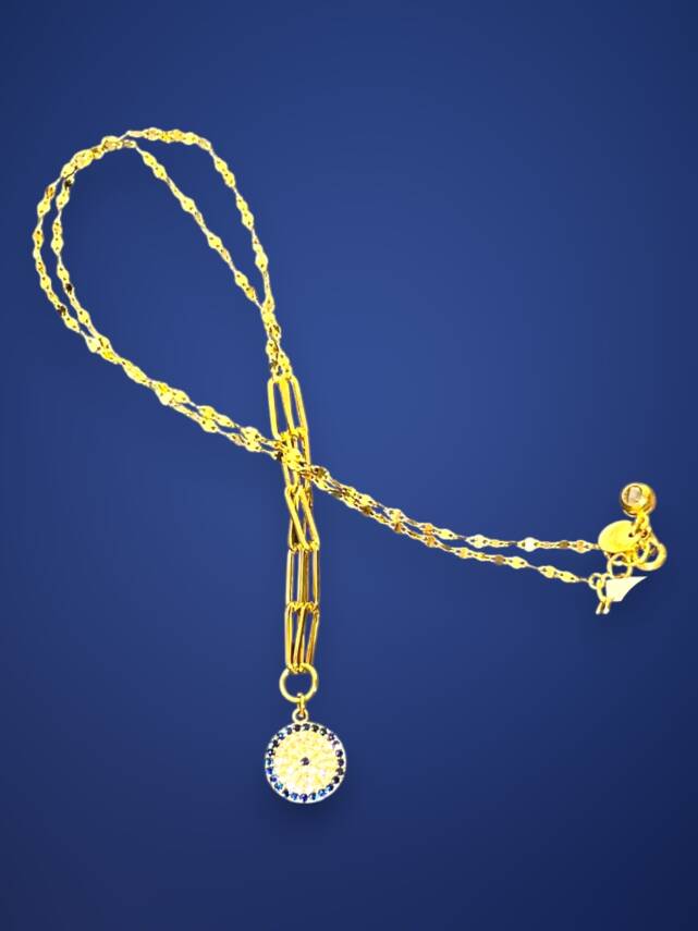 14 Ayar Altın Nazar Boncuğu Kolye - 5