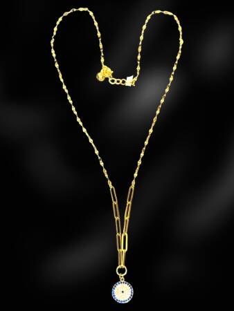 14 Ayar Altın Nazar Boncuğu Kolye - 2