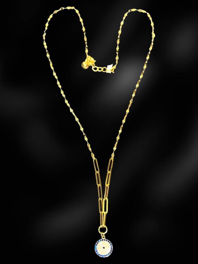 14 Ayar Altın Nazar Boncuğu Kolye - 2