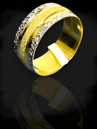 14 Ayar Altın Simli Lazer Kesim Alyans - 