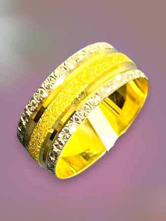 14 Ayar Altın Simli Lazer Kesim Alyans - 4