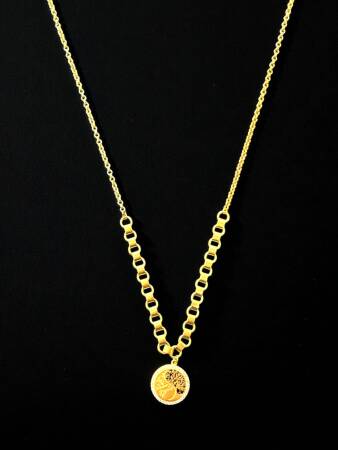 14 Ayar Altın Taşlı Ağaç Model Kolye - 