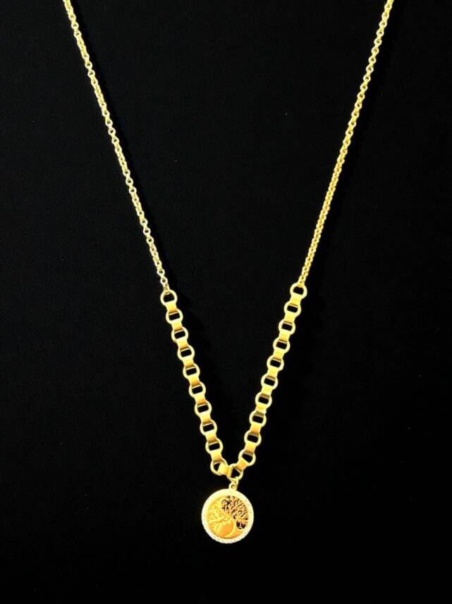 14 Ayar Altın Taşlı Ağaç Model Kolye - 1