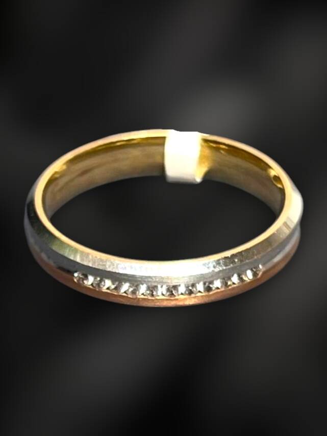 14 Ayar Altın Taşlı Alyans - 1