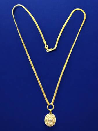 14 Ayar Altın Taşlı Balıksırtı Model Baget Kolye - 3