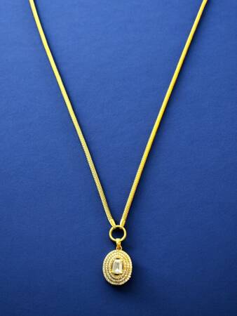 14 Ayar Altın Taşlı Balıksırtı Model Baget Kolye - 