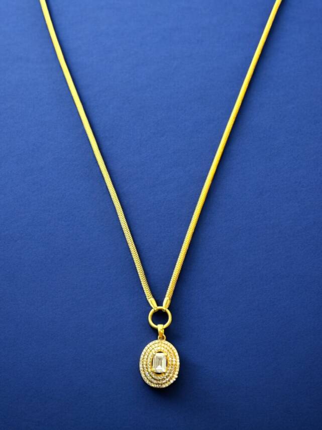 14 Ayar Altın Taşlı Balıksırtı Model Baget Kolye - 1