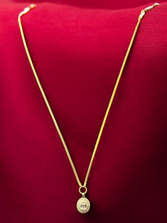 14 Ayar Altın Taşlı Balıksırtı Model Baget Kolye - 2