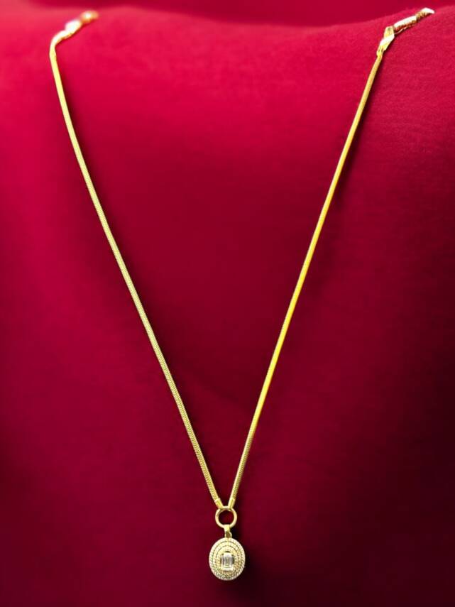 14 Ayar Altın Taşlı Balıksırtı Model Baget Kolye - 2