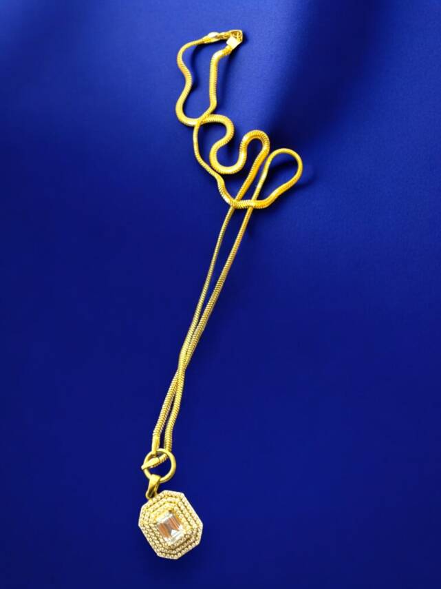 Taşlı Balıksırtı Model Baget Kolye - 2