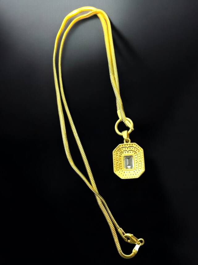 Taşlı Balıksırtı Model Baget Kolye - 6