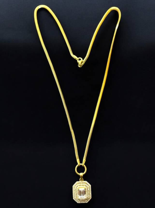 Taşlı Balıksırtı Model Baget Kolye - 3