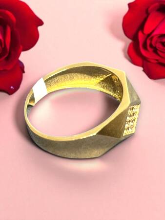 14 Ayar Altın Taşlı Eklem Yüzük - 4