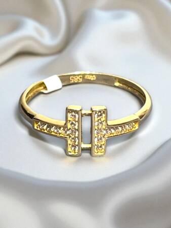 14 Ayar Altın Taşlı Eklem Yüzük - 