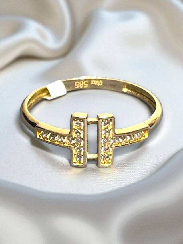 14 Ayar Altın Taşlı Eklem Yüzük - 1