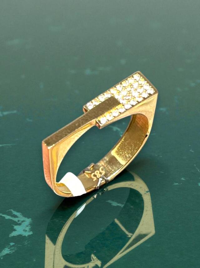 14 Ayar Altın Taşlı Eklem Yüzük - 2