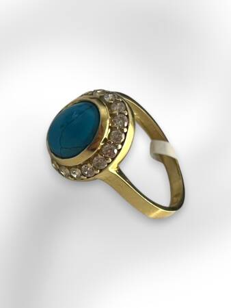 14 Ayar Altın Taşlı Firuze Yüzük - 2