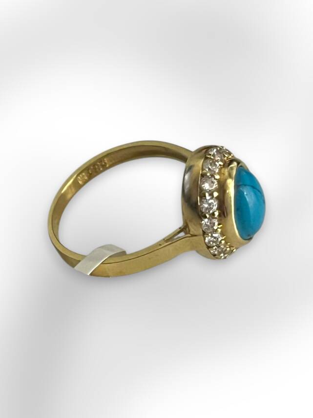 14 Ayar Altın Taşlı Firuze Yüzük - 4