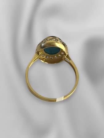 14 Ayar Altın Taşlı Firuze Yüzük - 3