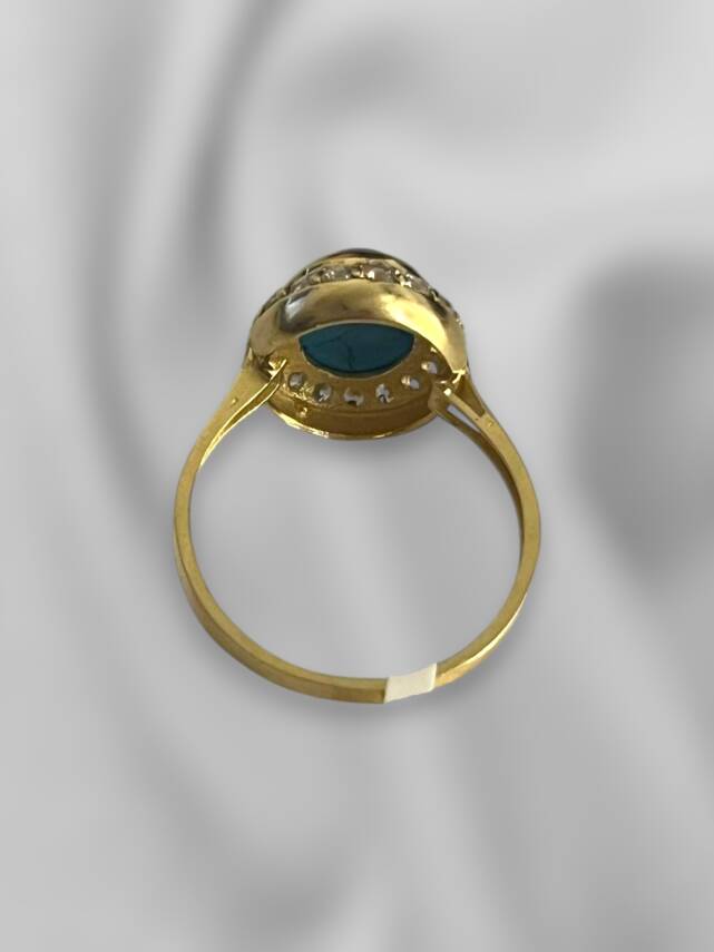 14 Ayar Altın Taşlı Firuze Yüzük - 3