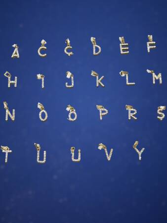 14 Ayar Altın Taşlı Harf Kolye Uçları - 