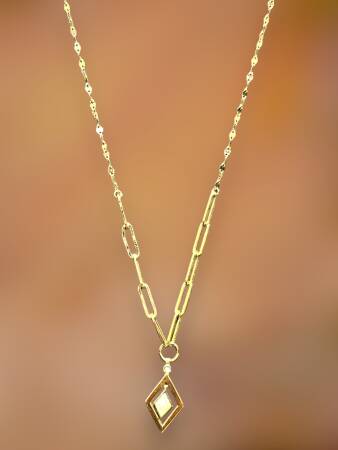 14 Ayar Altın Taşlı Kolye - 