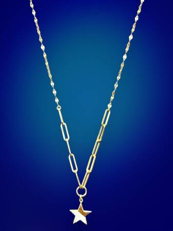 14 Ayar Altın Taşlı Yıldız Kolye - 3