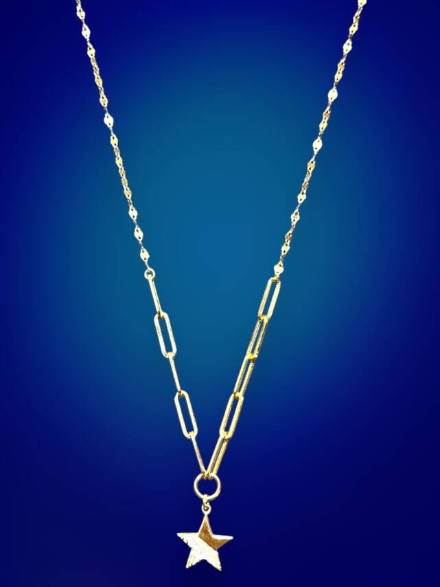 14 Ayar Altın Taşlı Yıldız Kolye - 3