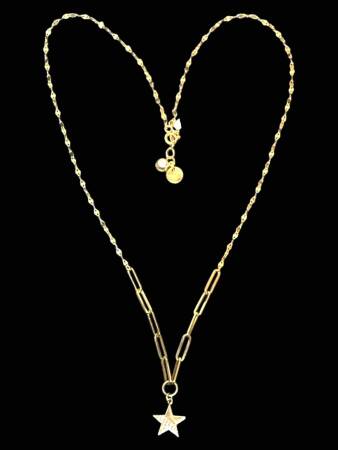 14 Ayar Altın Taşlı Yıldız Kolye - 2