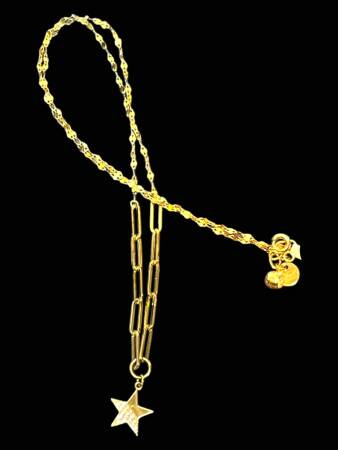 14 Ayar Altın Taşlı Yıldız Kolye - 4