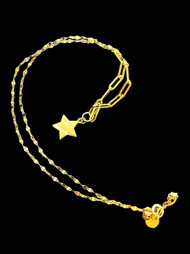 14 Ayar Altın Taşlı Yıldız Kolye - 4