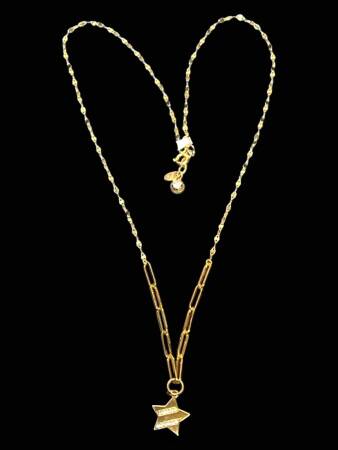 14 Ayar Altın Taşlı Yıldız Kolye - 2