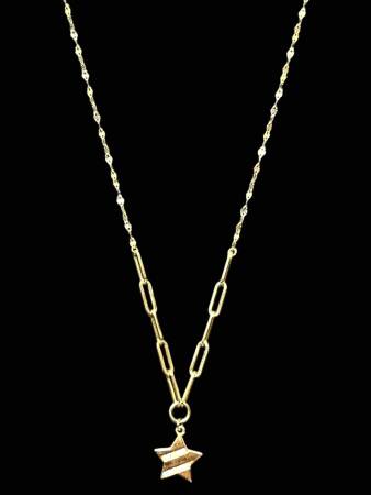 14 Ayar Altın Taşlı Yıldız Kolye - 3