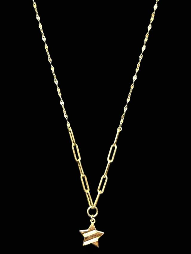 14 Ayar Altın Taşlı Yıldız Kolye - 3