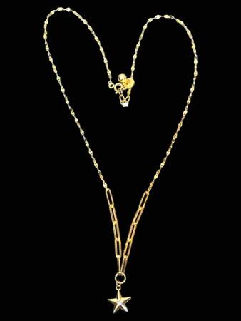 14 Ayar Altın Taşlı Yıldız Kolye - 2