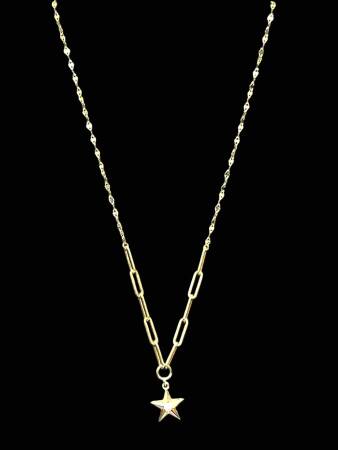 14 Ayar Altın Taşlı Yıldız Kolye - 3