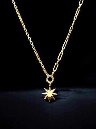 14 Ayar Altın Taşlı Kuzey Yıldızı Kolye - 5