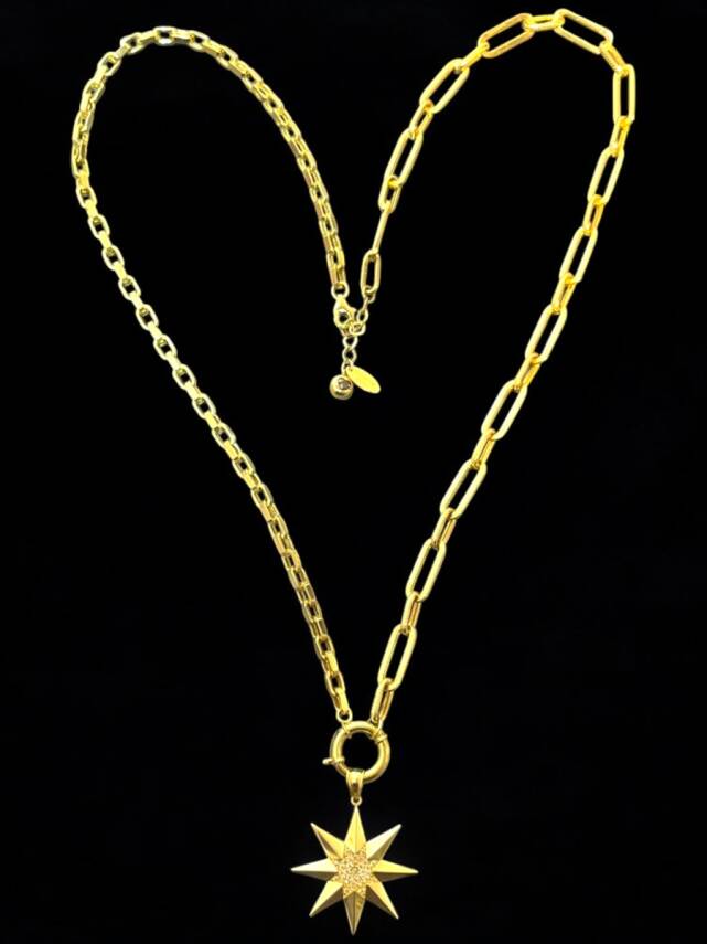 14 Ayar Altın Taşlı Kuzey Yıldızı Kolye - 2